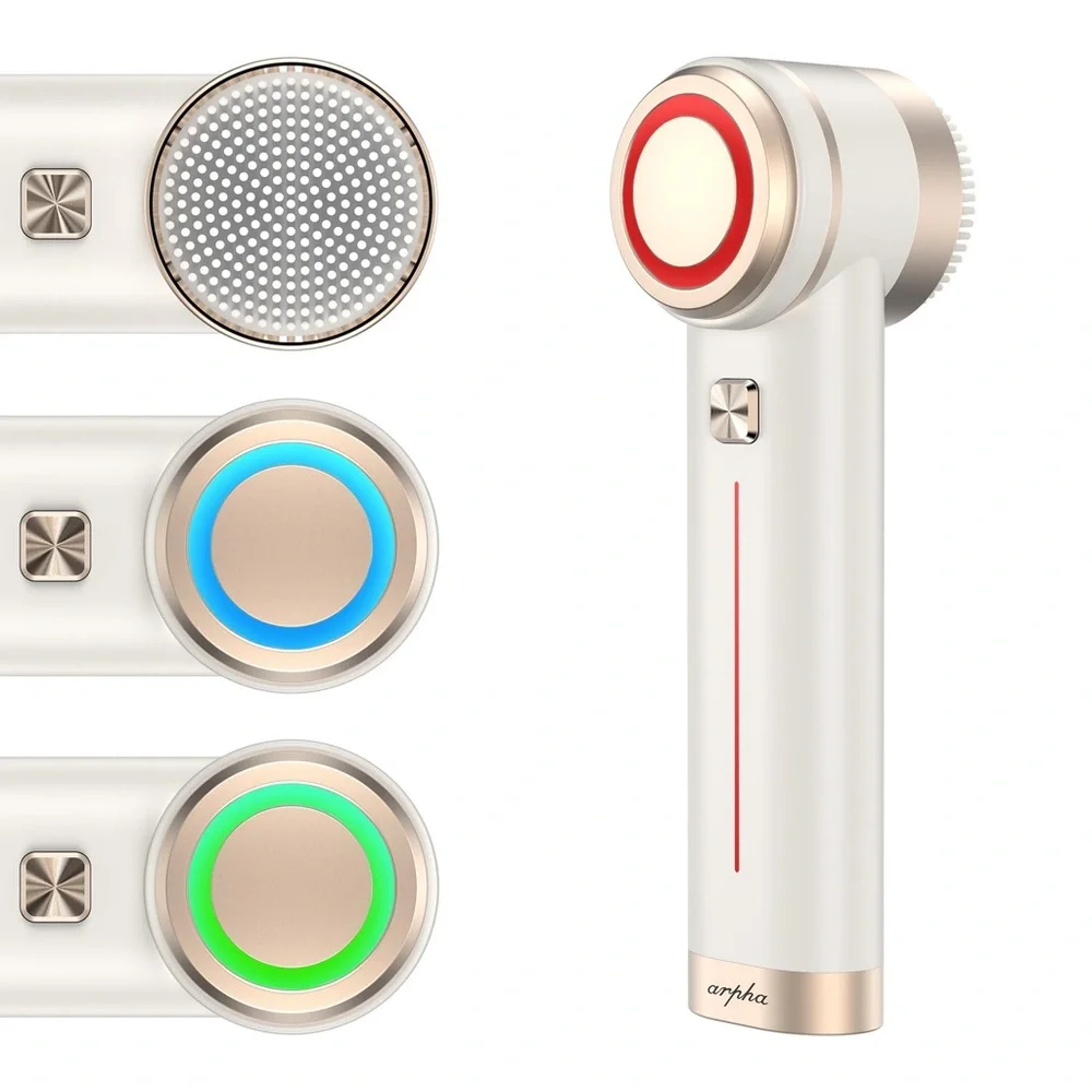 Titanium Ion Skincare Enhancer & Silicone Sonic Face Scrubber (1 Beige, 1 Black)